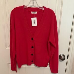 Zenana Women's Red Button-Up Cardigan Size Large